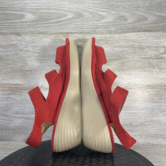 Clarks Women’s Reedly Juno Red Leather Nubuck Wedge Sandals Size 10 - Picture 7 of 8